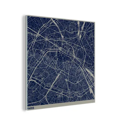 Obrázek produktu pro MuchoWow® Obrazy na skle - Nástěnné obrazy - Fotografie na skle Paříž - Mapa - Francie 50x50cm Nástěnná dekorace ze skla - akrylová malba na sklo - akrylové