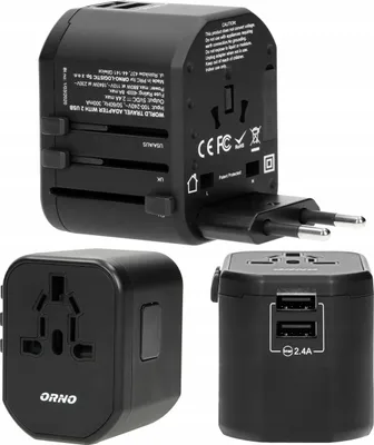 Produktbild von Virone | Reiseadapter - Universal 2×USB - Schwarz - Kompatibel in 200 Ländern - Ideal für Reisen