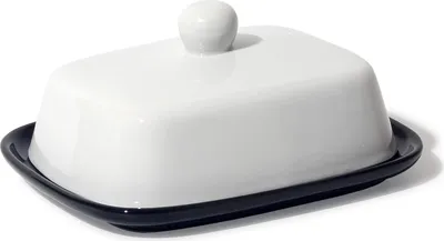 Produktbild von Keramische Butterdose schwarz-weiß Porzellan