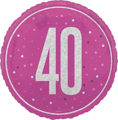 Produktbild von ABC18 Folienballon "#40" Glitz | Ø 45 cm Pink