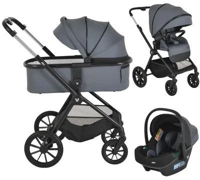 Produktbild von Cangaroo Joker Mineral Grey 3-in-1 Kinderwagen inkl. Autositz