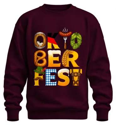 Produktbild von Wiesn Bayern Bier Brezel Trachtenshirt Dirndl Sweatshirt Pullover, Burgundy, M