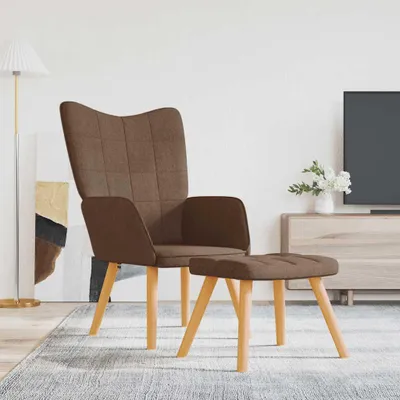 Image de Maison Exclusive - Fauteuil de détente avec repose-pieds, tissu marron