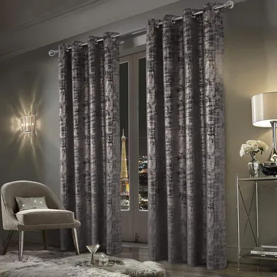 Obrázok produktu pre Záclony z 100% zamatového materiálu, tmavošedej farby s zlatým vzorom, rozmer 260x140 cm, vhodné do obývačky