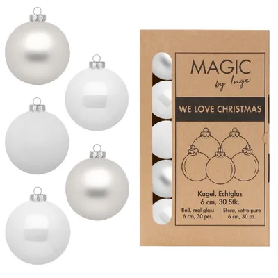 Produktbild von Weihnachtskugeln Glas 6cm 30 Stück - Just White
