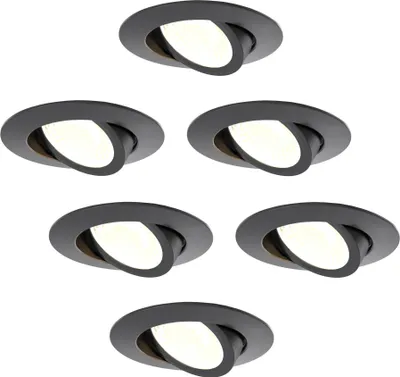 Produktbild von Ledvion 6er set LED Einbaustrahler Schwarz 5W Warmweiss wasserdicht IP65