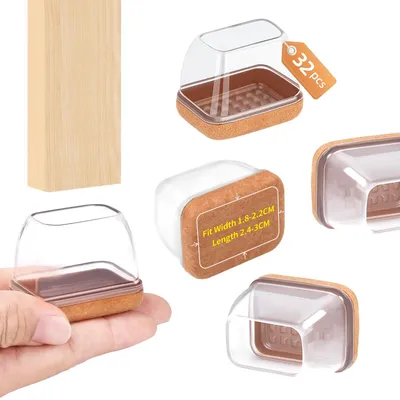 Produktbild von 32 Stück Stuhlbeinschoner, Transparent mit Filz