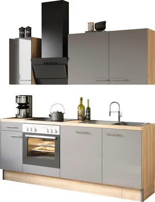 Produktbild von Optifit Küchenzeile ohne Geräte Jonte984 210 cm anthrazit glänzend zerlegt Variante reversibel KCJO 218OE-8+