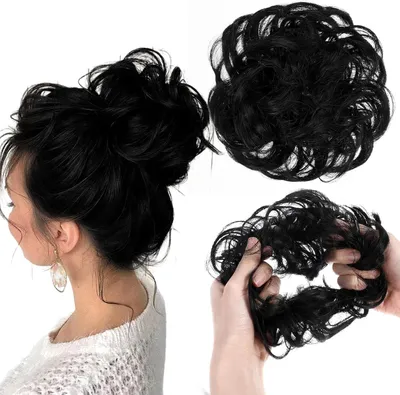 Produktbild von 2 Stück Hochwertige Haarteile Echthaar Schwarz Gelockt für Damen
