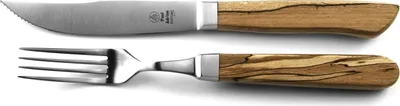 Produktbild von Paul Adrian Solingen Steakbesteck 2tlg. Steak Messer Gabel Grillbesteck Pizzabesteck Set Eisbuche