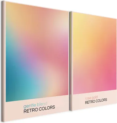 Produktbild von murando - Handart Bilder Set Retro Colors Kunstdruck 80x60cm 2 Teilig je 40x60cm Collage 2er Vlies mit Acrylgel Beschichtet Wandbilder Jugendzimmer Dekoration - Fröhliche Wanddekoration a-C-10168-b-a