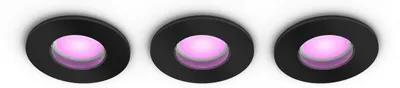 Productafbeelding van Philips Hue White and Color Ambiance Xamento - Diepgaande spotverlichting - LED-spots - GU10 - 4,2 W - - 16 miljoen kleuren / warmwit tot koelwit licht - 2000-6500 K - rond - Zwart (verpakking met 3)