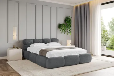 Produktbild von ALTDECOR Polsterbett mit Bettkasten NOMA v1 - 180x200 Dunkelgrau - Bett ohne Matratze, Doppelbett mit Stauraum und Latternrost, Boxbett mit Kopfteil
