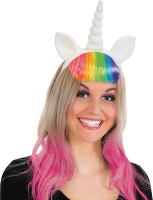 Produktbild von Haarreif Einhorn mit bunten Haaren Karneval Fasching Halloween Party Cosplay