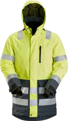 Produktbild von Snickers AllroundWork Hi-Vis wasserdichter Parka, Kl. 3, EN 20471, 343 HV-Orange-Stahlgrau-XXL