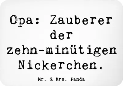 Produktbild von Mr. & Mrs. Panda Kühlschrankmagnet Spruch Opa Nickerchenmeister - Weiß - Geschenk, Geschenke, Großpapa, magnet, haftmagnet, Großvater, whiteboardmagnet, küchenmagnet