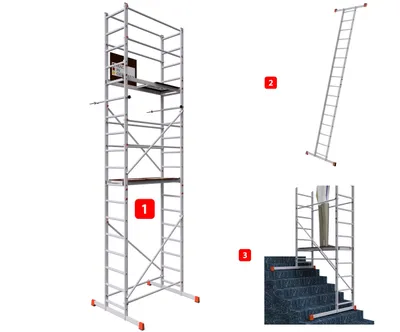 Image de ALTEC AluCombine 3.0 - 600 | 6 m | Échafaudage en aluminium pour bricoleurs avec traverse et ancrages muraux | EN 131 | Échafaudage de chantier, échafaudage de montage, échelle simple