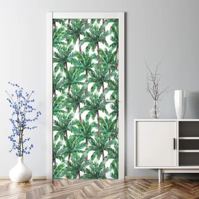 Produktbild von Dekorative Türtapete selbstklebend Klebefolie Türposter Türaufkleber  Palme Blume Blume 77 x 200 cm