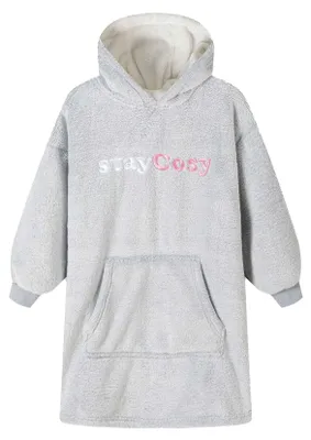 Obrázek produktu pro Minoti – mikina s kapucí „Cuddle“ pro dívky, fleece, nadměrná velikost MN695 (128) (šedá)