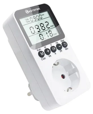 Zdjęcie produktu dla Cyfrowy miernik zużycia energii do gniazdka elektrycznego z wyświetlaczem LCD i funkcją pomiaru kosztów energii