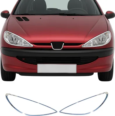 Image de Cadres De Phare Avant pour Peugeot 206 1998-2010 ABS Chromé 2 Pcs