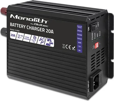 Produktbild von Qoltec Charger for LiFePO4 AGM GEL SLA batteries, 20A