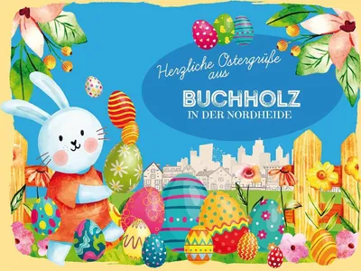 Produktbild von vianmo Holzschild 30x40 cm Ostern Ostergrüße BUCHHOLZ