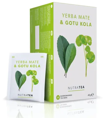 Produktbild von NutraTea Yerba Mate & Gotu Kola Kräutertee | 20 biologisch abbaubare Teebeutel | 40 g