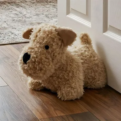 Produktbild von Türstopper "Hund" aus Kunstfell, schwer, lustiger Tür- & Fensterstopper, Türfeststeller, Türpuffer Boden