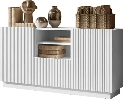 Produktbild von MIRJAN24 Sideboard Liverti 150 2D, Stilvoll Wohnzimmer, Sideboard mit zwei Drehtüren und eins Schubladen (Farbe: Weiß)