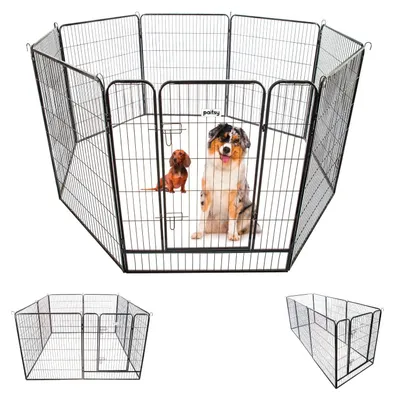 Produktbild von Welpenzaun, Rundzaun – 100 x 120 cm – 8 Paneele – Schwarz – Feinblechstahl