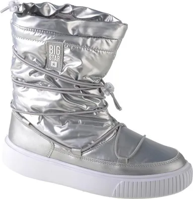 A single silver boot on a white background.