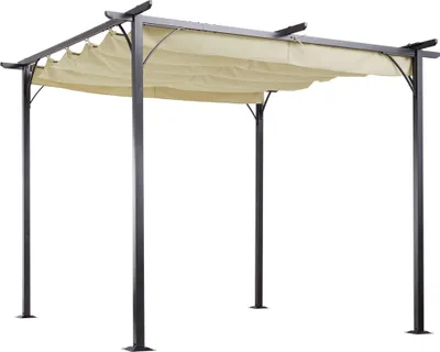 Zdjęcie produktu dla Outsunny Pergola Wodoodporna altana 3 x 3 m z rozsuwanym dachem, ochrona UV do ogrodu Aluminium Beżowy