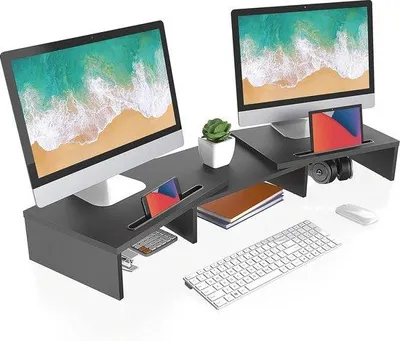 Obrázek produktu pro Ergonomické stojany na monitor pro notebooky a PC – otočné a výškově nastavitelné – držák na telefon – nosnost až 25 kg