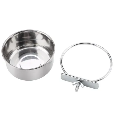 Produktbild von Vogel-Futterschale, Edelstahl Futter- und Wasserschale, Käfig Futterbehälter mit Klemme, für Papageien, Liebesvögel, kleine Tiere (M)