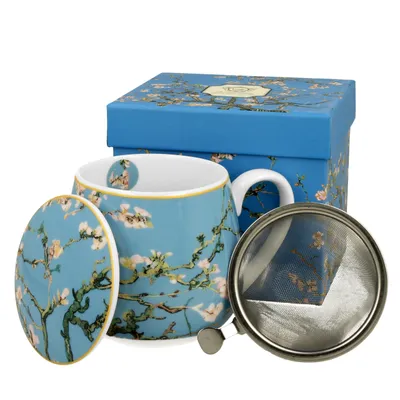 Produktbild von DUO ART GALLERY Fassbecher 430 ml ALMOND BLOSSOM mit Teesieb, New Bone China Porzellan