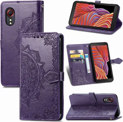 Produktbild von König Design Hülle kompatibel mit Samsung Galaxy Xcover 5 / 5s Kunstleder Handyhülle - Handy Case Violett
