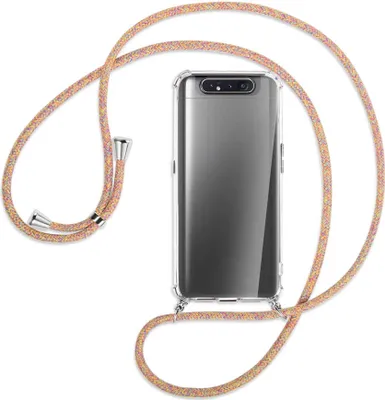 Produktbild von Handykette Backcover-Schutzhülle mit Band (Metall silberfarben) für Samsung Galaxy A80 - Rainbow