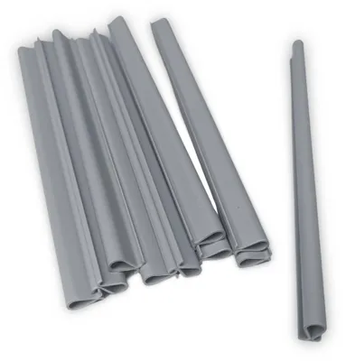 Produktbild von Sichtschutzstreifen zaun|zu Klemmschiene OMEGA-Clip Zaunblende Doppelstabzaun Hellgrau 20er Pack