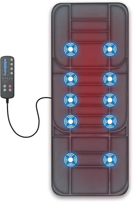 Immagine prodotto di Tappetino per massaggio全身 (per tutto il corpo) con funzione di riscaldamento, cuscino massaggiante con 5 modalità di massaggio e 3 livelli di vibrazione, dispositivo per massaggio della schiena per alleviare il mal di schiena, materasso massaggiante con spegnimento automatico