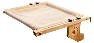 Produktbild von Katzenhängematte | Aus Holz als Ruheplatz und Ausguck | mit weicher Abdeckung für Katzen, für Kätzchen, Wandmontage, Indoor, Zimmer, Wohnung