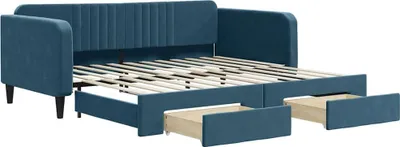 Obrázok produktu pre vidaXL Rozkladacia posteľ so zásuvkami Modrá 100x200 cm Velvet
