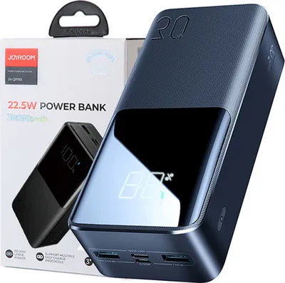 Zdjęcie produktu dla JOYROOM JR-QP193, 30000 mAh, Litowo-polimerowy (LiPo), Adaptive Fast Charging, Hisilicon FCP, Power Delivery 3.0, Pump Express, Quick Charge 3.0, 3,7 V, 22,5 W, Czarny