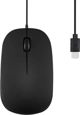 Productafbeelding van PERIMICE-201C USB-C, optische muis met kabel, 3 knoppen, scrollwiel, 1000 DPI, zwart, standaard ontwerp