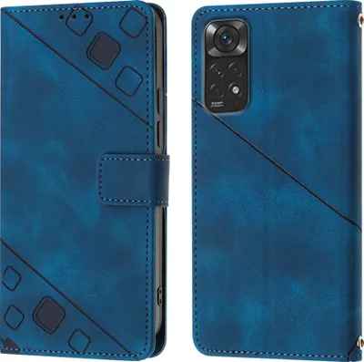 Produktbild von Hülle für Xiaomi Redmi Note 11S / Note 11 4G Prägung Flip Leder Brieftasche Schutzhülle mit Ständer Blau