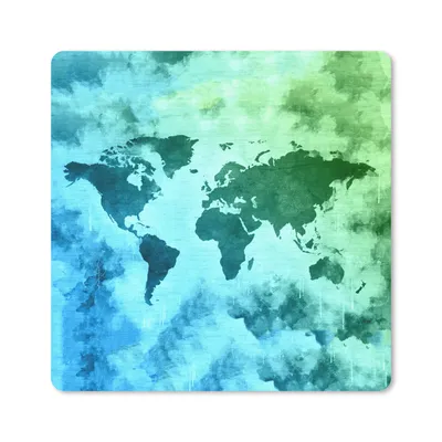 Produktbild von MuchoWow® Mauspad Mousepad Weltkarte - Smoke - Blau 30x30 cm - Mousepads - Maus Mat - Pad - Mausunterlage - Gaming