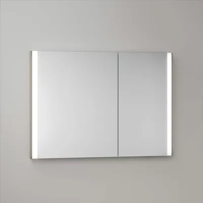 Imagen del producto de Keuco Royal Metis, armario espejo empotrado con iluminación LED, dimensiones 100 x 71 cm, con 2 puertas asimétricas