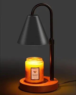 Obrázek produktu pro Černý držák na svíčky, lampa s regulací jasu a časovačem, elektrické zařízení na roztápění vonných svíček, dárky do domácnosti pro muže i ženy