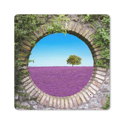 Produktbild von MuchoWow® Mauspad Mousepad Lavendel - Ausblick - Blumen - Sommer 20x20 cm - Mousepads - Maus Mat - Pad - Mausunterlage - Desk Mat - Bureauartikeln
