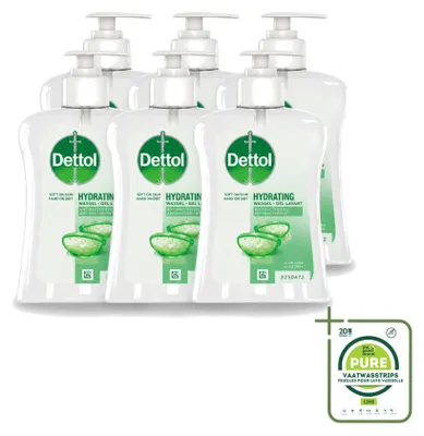 Image de 6 flacons de savon antibactérien pour les mains Dettol, à l'aloé vera, 250 ml, lot de 6